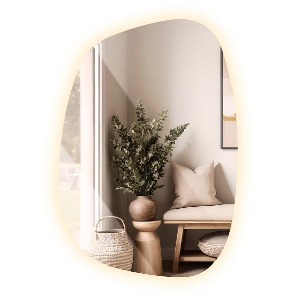 Asimetrično ogledalo packa z led osvetlitvijo 68x47 cm