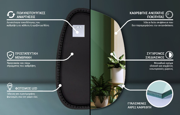 Asimetrično ogledalo packa z led osvetlitvijo 91x66 cm