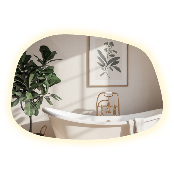 Asimetrično ogledalo packa z led osvetlitvijo 91x66 cm