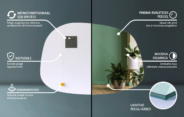 Asimetrično ogledalo v obliki packe 49x34 cm