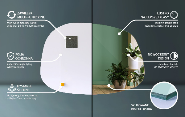 Asimetrično ogledalo v obliki packe 49x34 cm