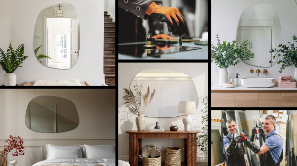 Asimetrično ogledalo v obliki packe 68x47 cm