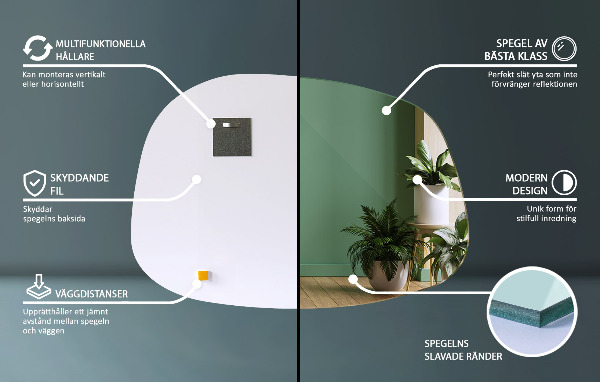 Asimetrično ogledalo v obliki packe 79x57 cm