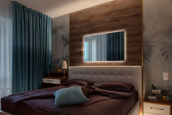 Pravokotno led ogledalo za zid 100x70 cm