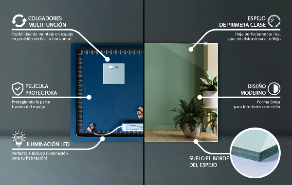 Pravokotno led ogledalo 60x40 cm