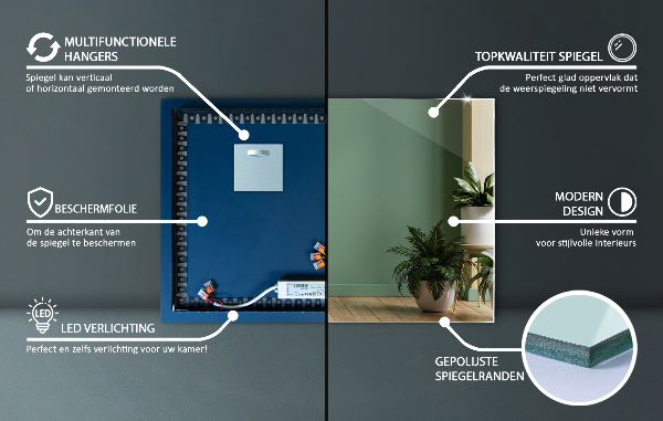 Pravokotno led ogledalo 60x40 cm