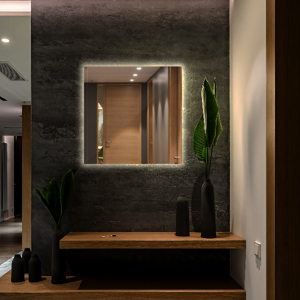 Pravokotno ogledalo za kopalnico z led osvetlitvijo 50x50 cm