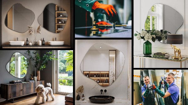 Ogledalo asimetrično v obliki packe izvirnik 58x59 cm