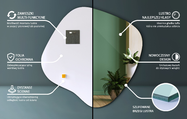 Ogledalo asimetrično v obliki packe izvirnik 58x59 cm
