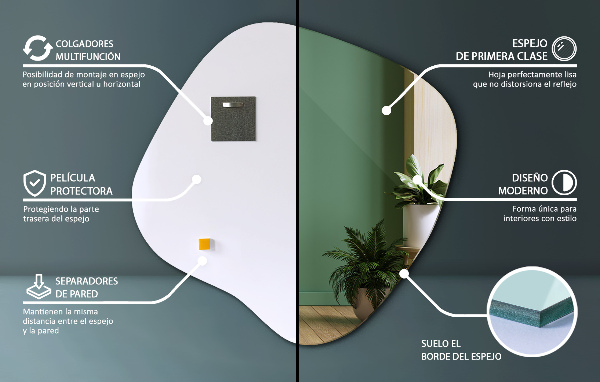 Ogledalo asimetrično v obliki packe izvirnik 77x77 cm