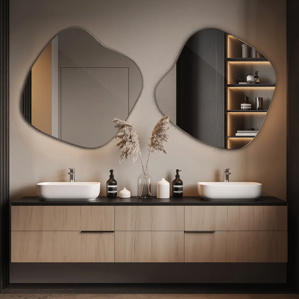 Ogledalo asimetrično v obliki packe izvirnik 77x77 cm