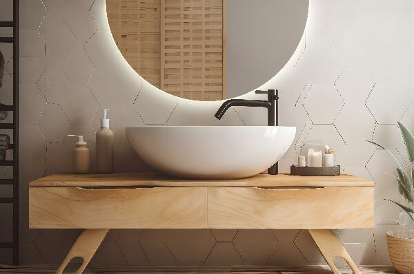 Polkrožno ogledalo z led osvetlitvijo 25x50 cm