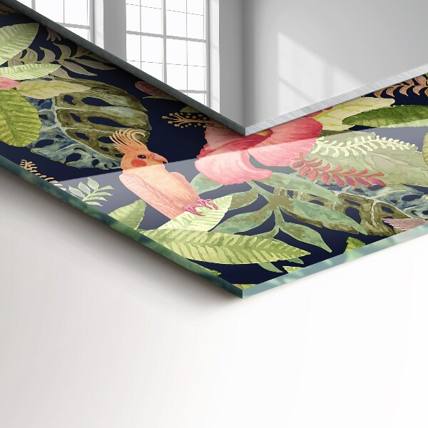 Ogledalo s potiskanim okvirjem Cvetovi in ptice