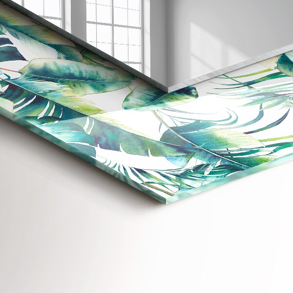 Ogledalo z okrasnim okvirjem Zeleni tropski listi