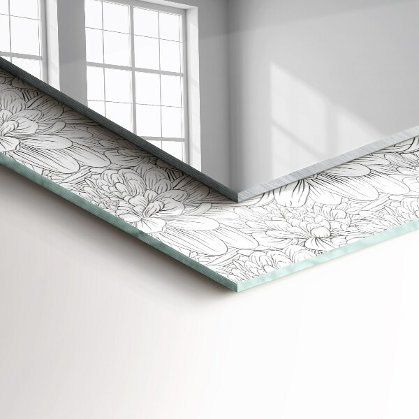 Ogledalo s potiskanim okvirjem Enobarvni cvetlični vzorec