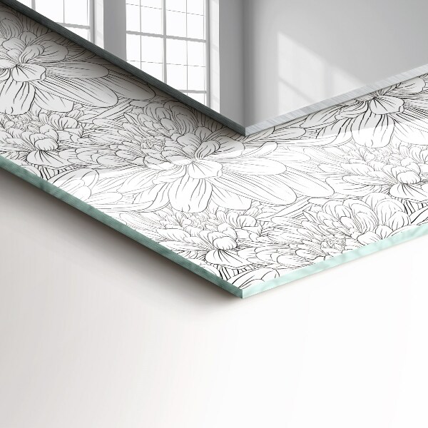 Ogledalo s potiskanim okvirjem Enobarvni cvetlični vzorec