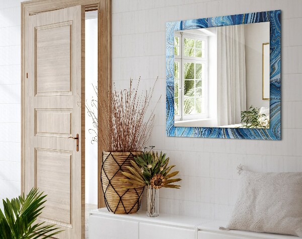 Ogledalo z okrasnim okvirjem Modri abstraktni vzorec