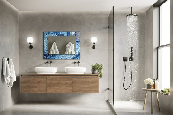 Ogledalo z okrasnim okvirjem Modri abstraktni vzorec