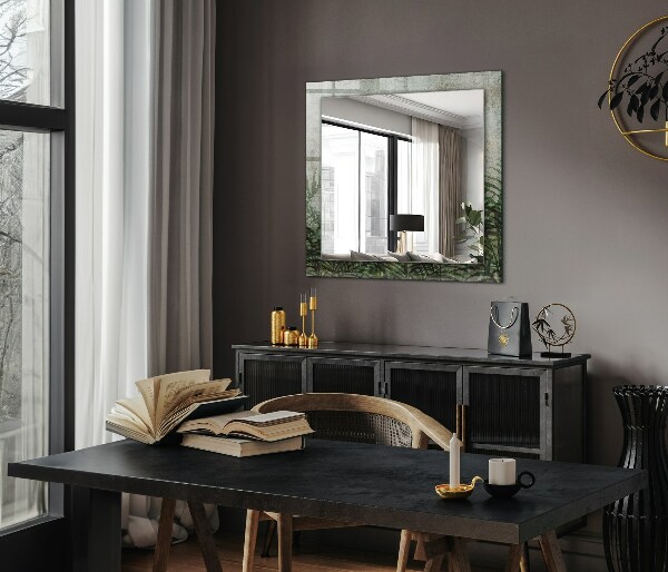 Ogledalo z okrasnim okvirjem Zeleni listi praproti