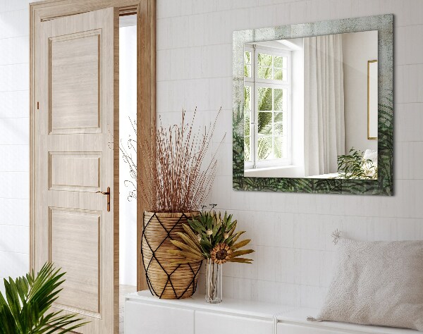 Ogledalo z okrasnim okvirjem Zeleni listi praproti