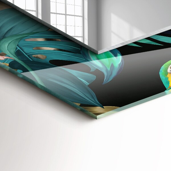 Ogledalo z okrasnim okvirjem Papige s tigrom v džungli