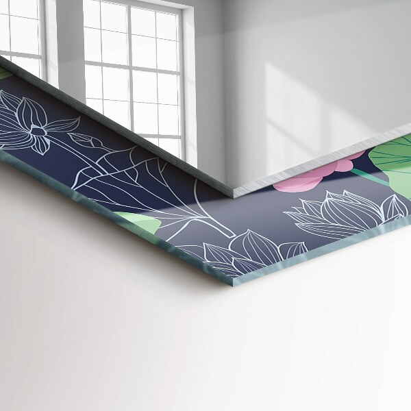 Ogledalo s potiskanim okvirjem Rožnati lotosovi cvetovi