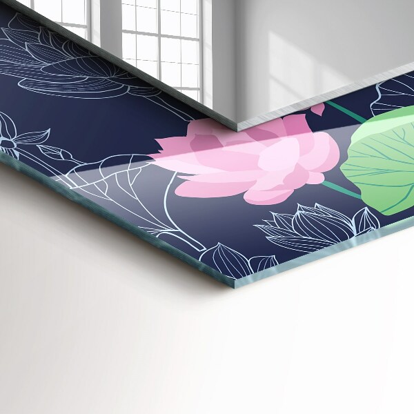 Ogledalo s potiskanim okvirjem Rožnati lotosovi cvetovi