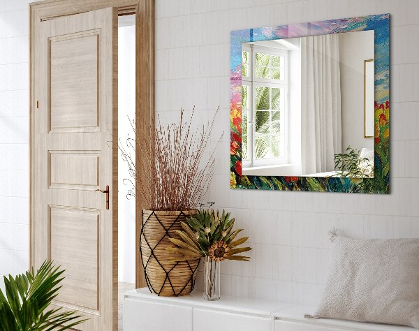 Ogledalo z okrasnim okvirjem Polje tulipanov