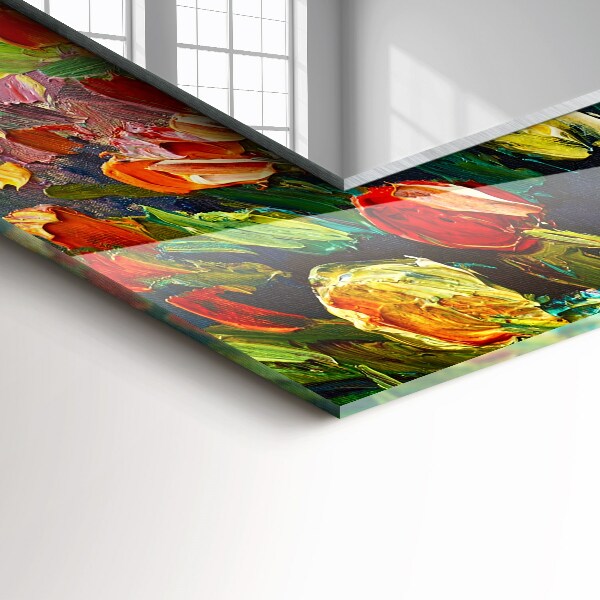 Ogledalo z okrasnim okvirjem Polje tulipanov