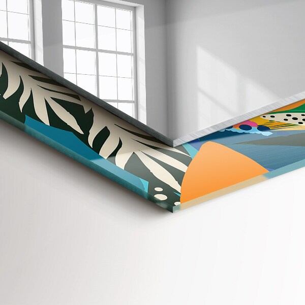 Ogledalo z okrasnim okvirjem Abstraktno obarvano cvetje