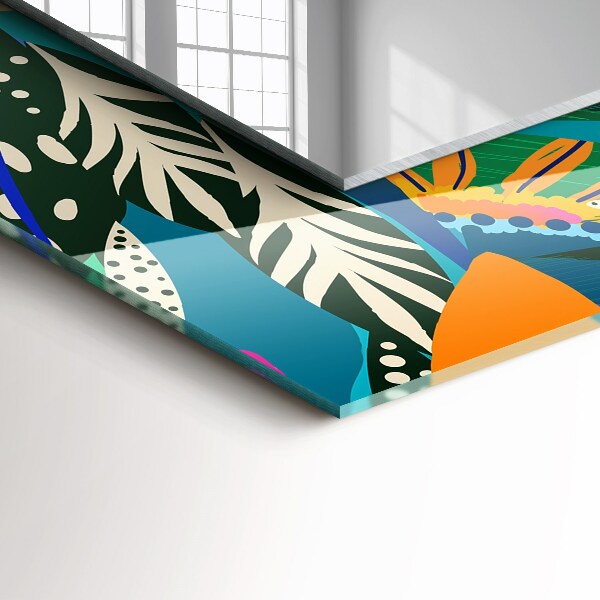 Ogledalo z okrasnim okvirjem Abstraktno obarvano cvetje