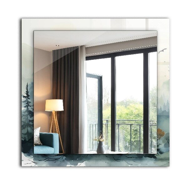 Ogledalo z okrasnim okvirjem Cvetovi listi ptice