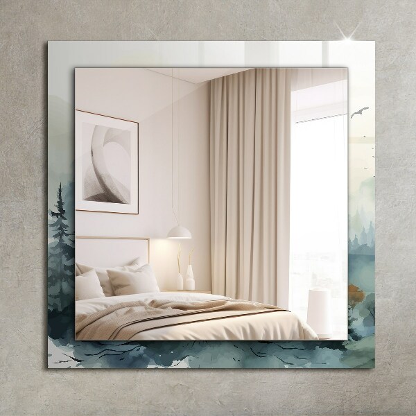 Ogledalo z okrasnim okvirjem Cvetovi listi ptice