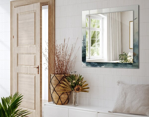 Ogledalo z okrasnim okvirjem Cvetovi listi ptice