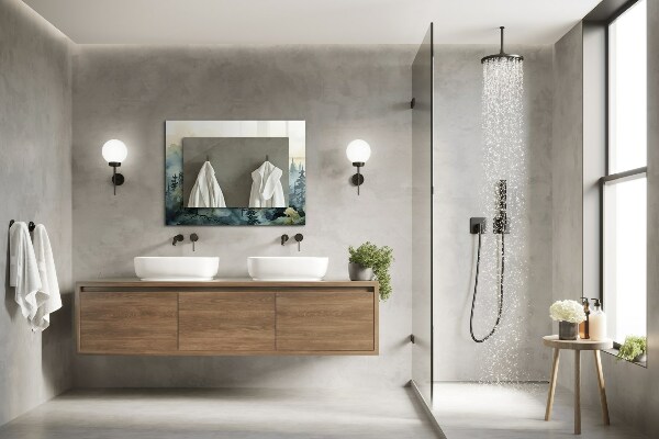 Ogledalo z okrasnim okvirjem Cvetovi listi ptice