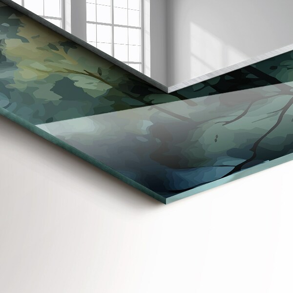 Ogledalo z okrasnim okvirjem Cvetovi listi ptice