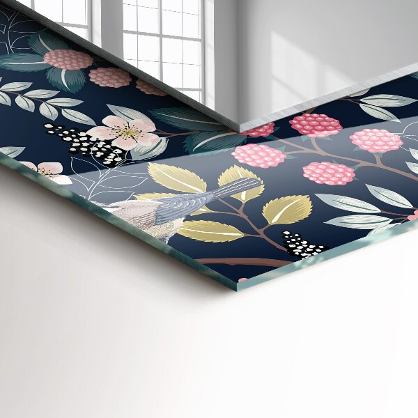 Dekorativno ogledalo Listi z oranžnim vzorcem