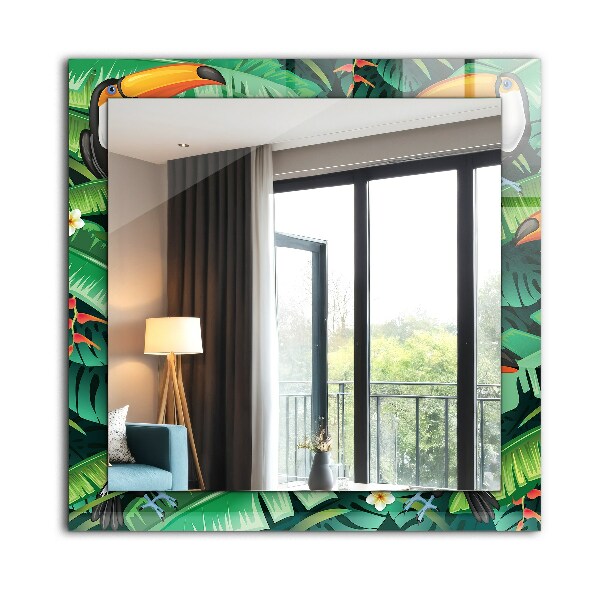 Ogledalo z okrasnim okvirjem Turkizni geometrijski vzorec