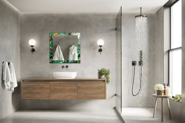 Ogledalo z okrasnim okvirjem Turkizni geometrijski vzorec