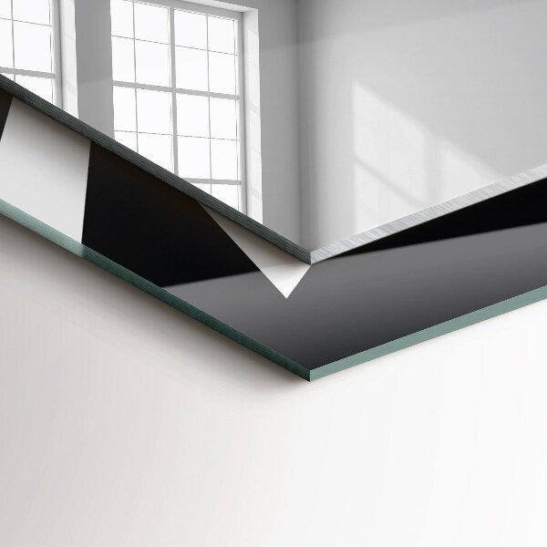 Ogledalo s potiskanim okvirjem Geometrijski motivi v beli in črni barvi