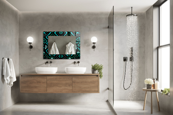 Dekorativno ogledalo Geometrijski motivi v turkizni barvi