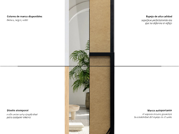 Črno stoječe ogledalo 36x156 cm