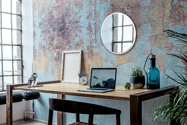 Okroglo ogledalo za zid za spalnico bel okvir fi 50 cm