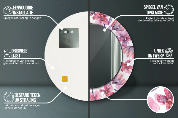 Okrasno ogledalo Akvarelni cvetovi