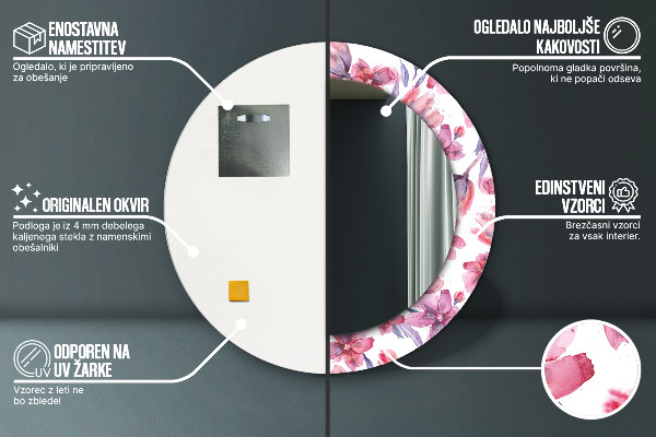 Okrasno ogledalo Akvarelni cvetovi