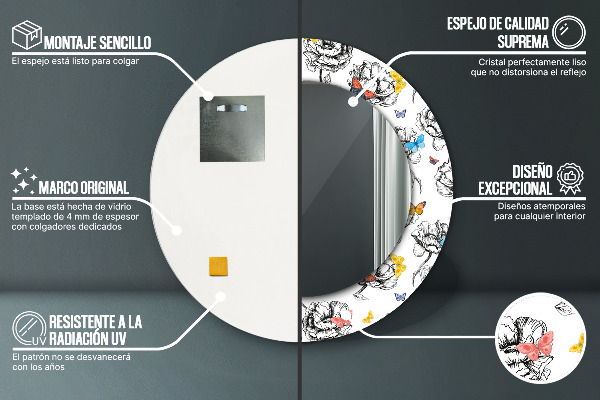 Ogledalo s potiskanim okvirjem Metulj