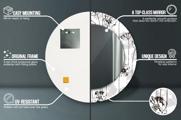 Ogledalo z okrasnim okvirjem Cvetje maki