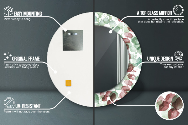 Ogledalo s potiskanim okvirjem Evkaliptus