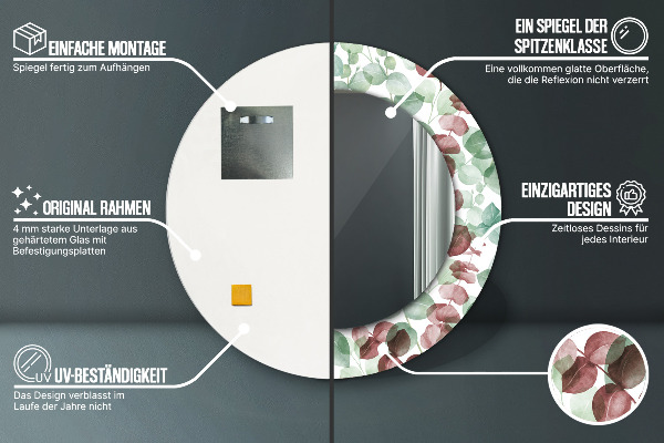 Ogledalo s potiskanim okvirjem Evkaliptus