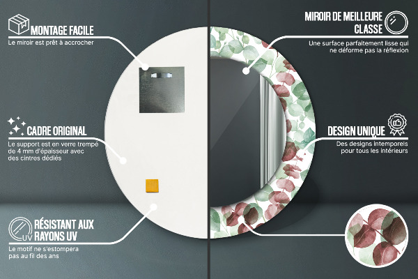 Ogledalo s potiskanim okvirjem Evkaliptus